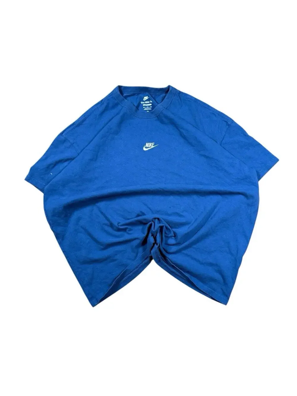 Nike Men’s Blue Mini Swoosh Essential Cotton T-Shirt Oversized Casual Tee